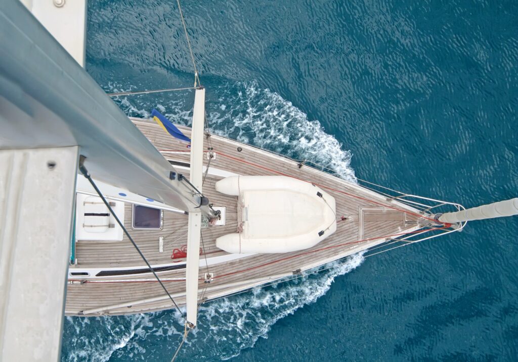 Top View of Sailing Boat